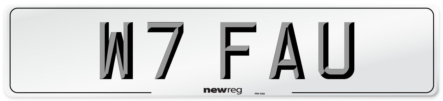 W7 FAU Number Plate from New Reg